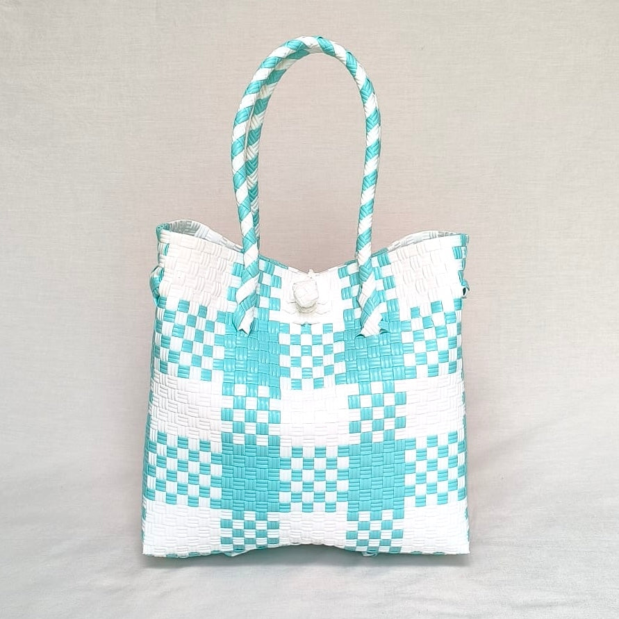 Gingham Teal Tote – Recycled Turtle Tote from Pastel Collection