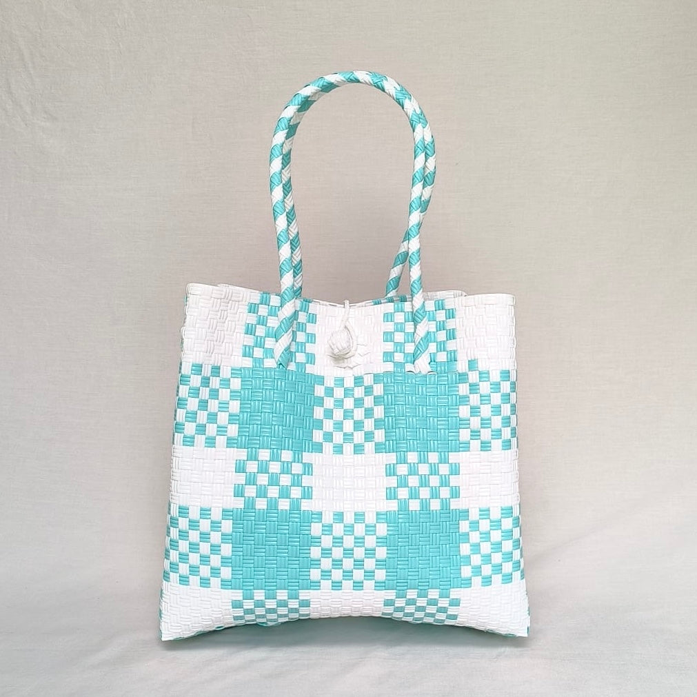 Gingham Teal Tote – Recycled Turtle Tote from Pastel Collection