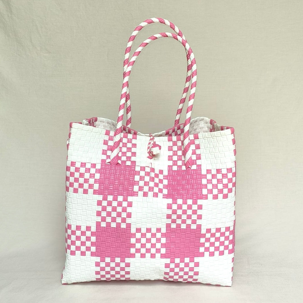 Gingham Pink Blush Tote – Recycled Turtle Tote from Pastel Collection