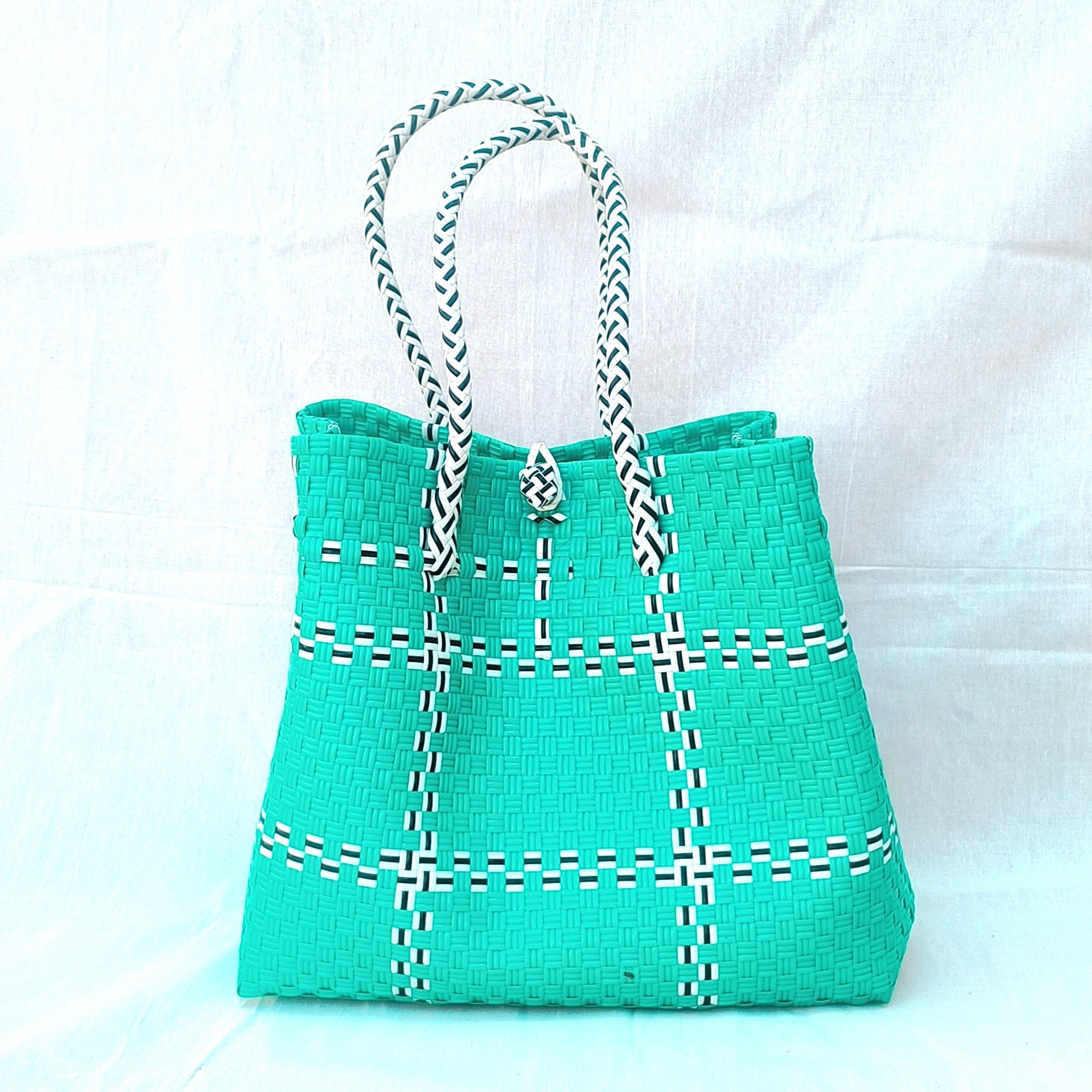 Tik Tak Teal Tote Bag — Recycled Bag from OCEANIA Collection