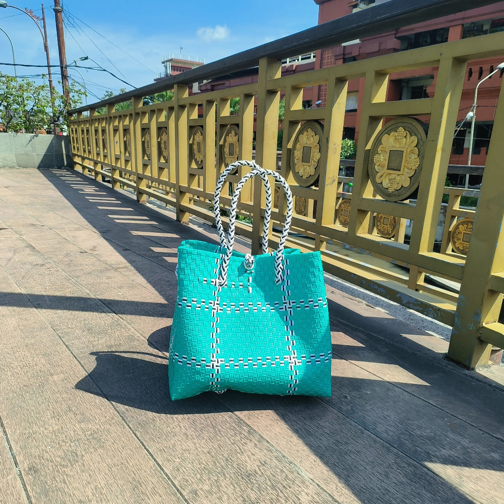 Tik Tak Teal Tote Bag — Recycled Bag from OCEANIA Collection