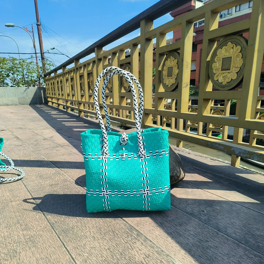 Tik Tak Teal Tote Bag — Recycled Bag from OCEANIA Collection