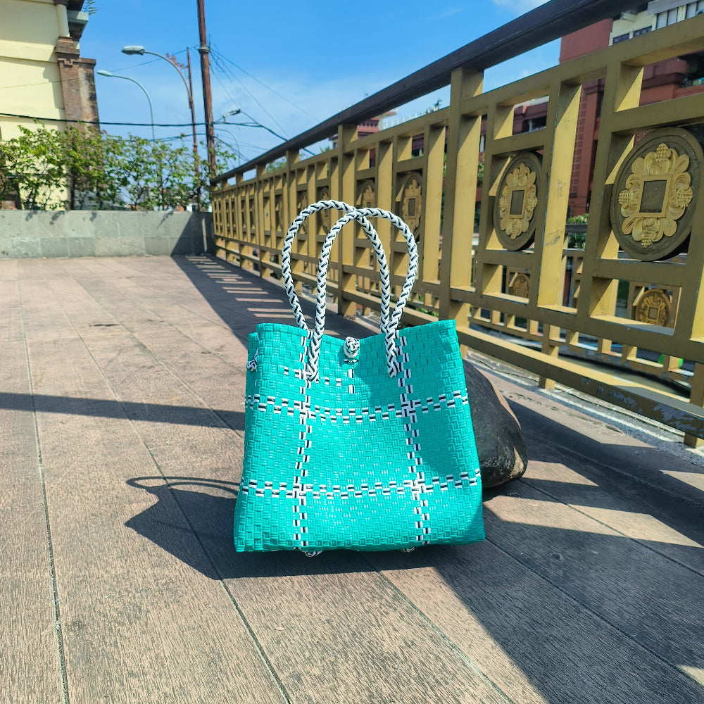 Tik Tak Teal Tote Bag — Recycled Bag from OCEANIA Collection